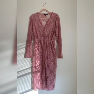 Pink Mauve Laced Long Blazer